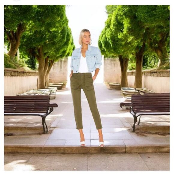 Joie Army Green Fitted Cargo Style Pant - Picture 1 of 8
